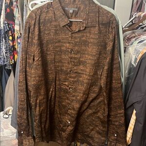 John Varvatos Brown Patterned Shirt